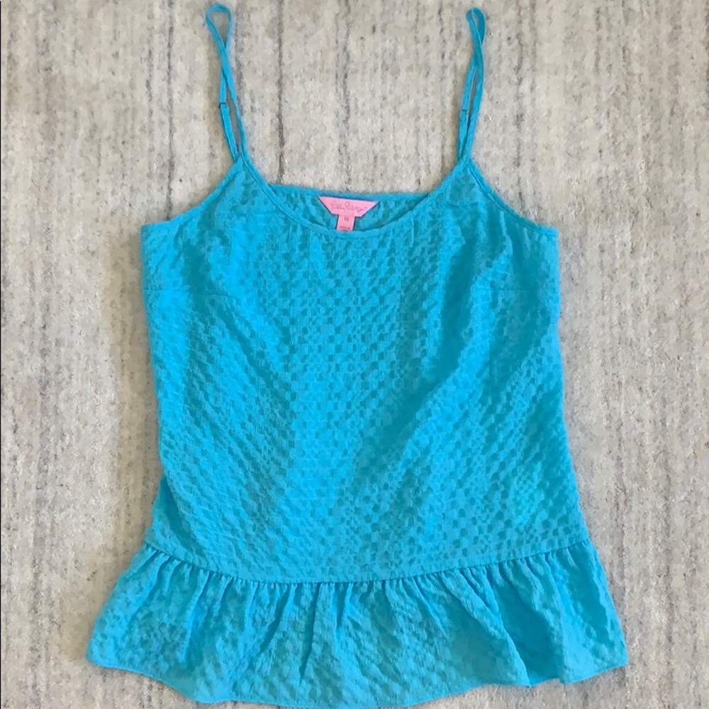 Lilly Pulitzer Peplum tank top in XS, pool blue